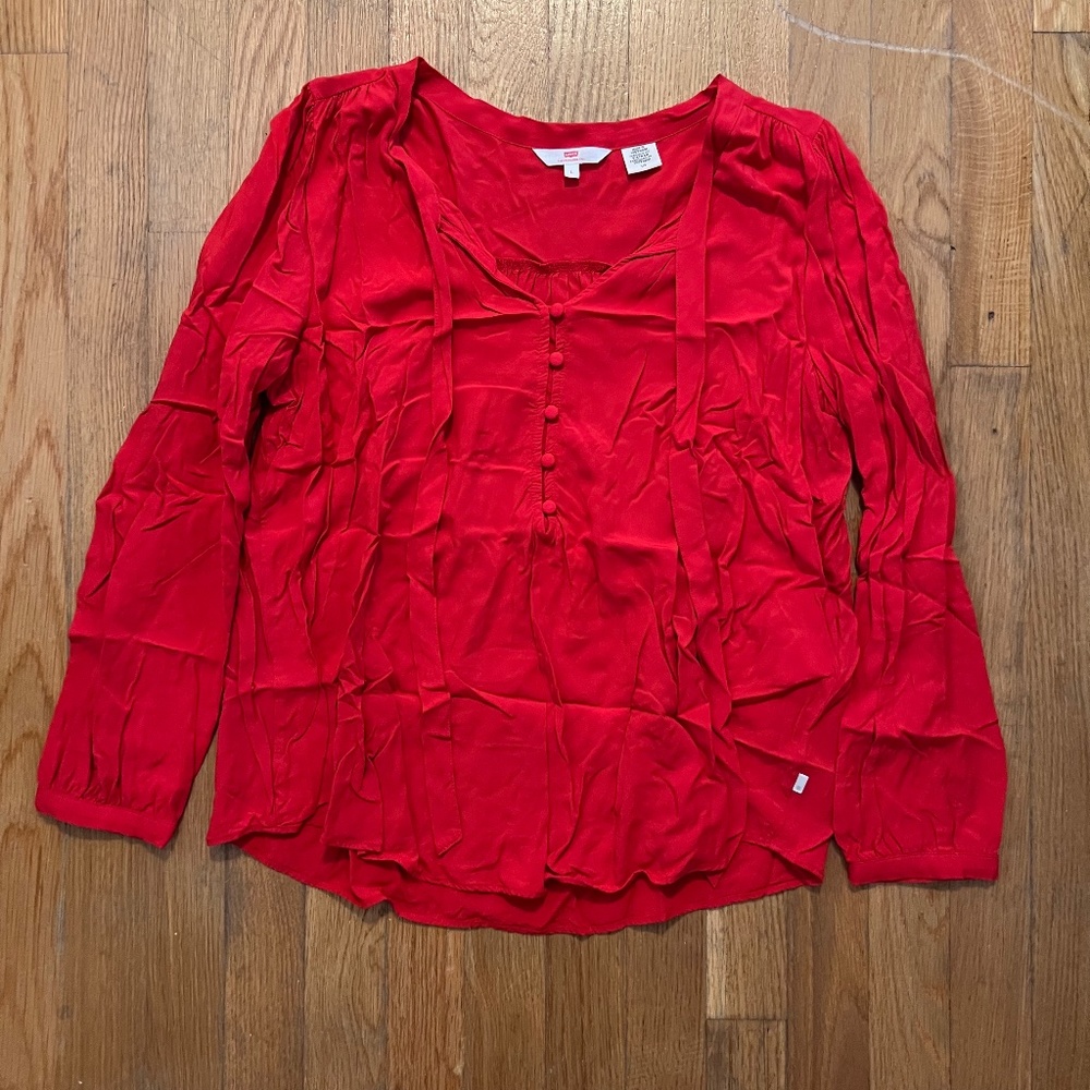Levi's Red Long Sleeve Blouse